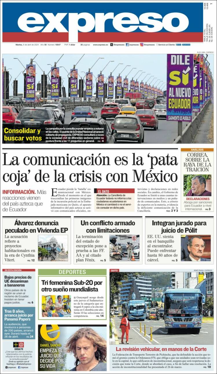 Portada de Expreso (Ecuador)