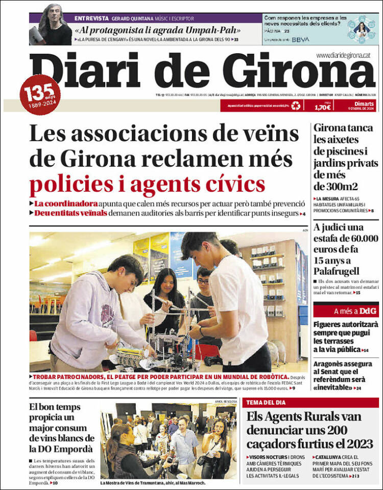 Portada de Diari de Girona (España)