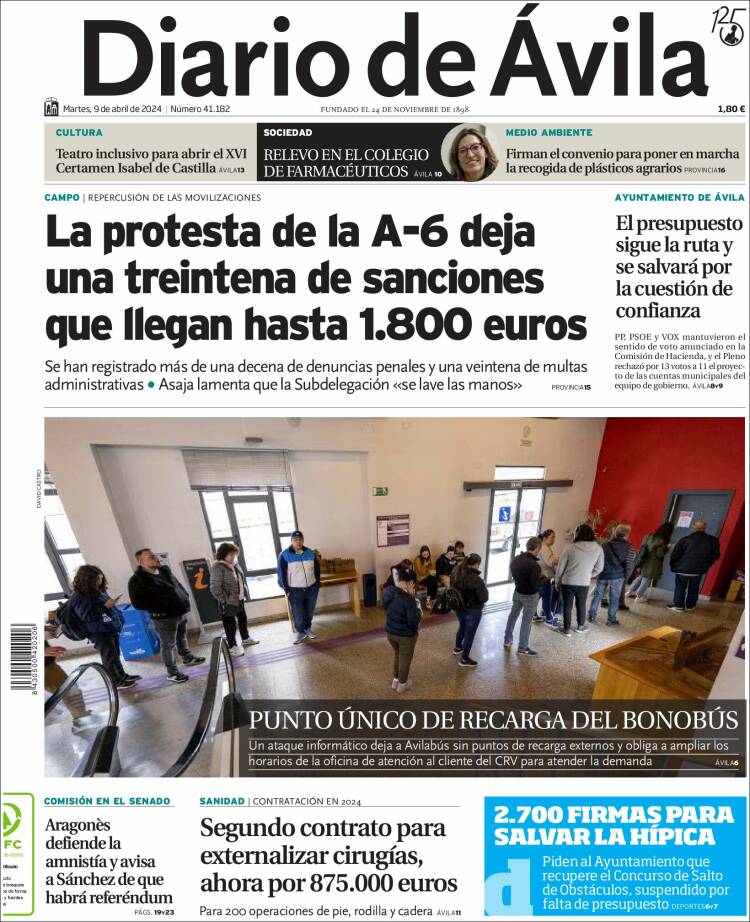 Portada de Diario de Ávila (España)
