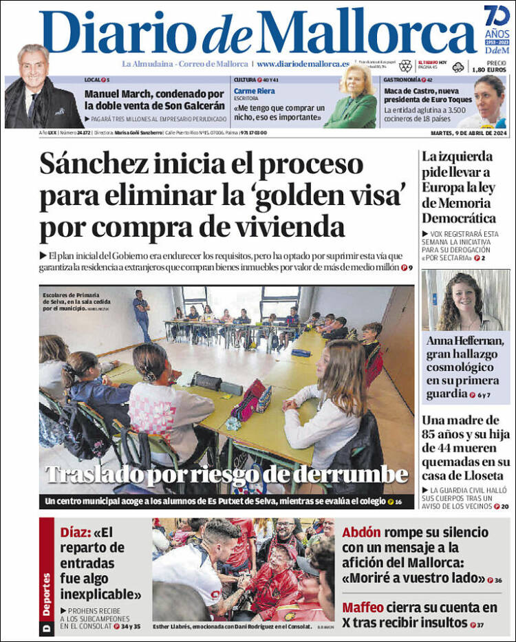 Portada de Diario de Mallorca (España)