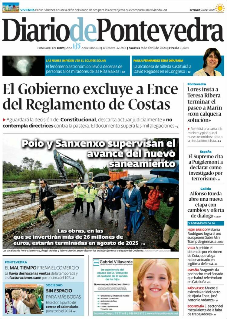 Portada de Diario de Pontevedra (España)