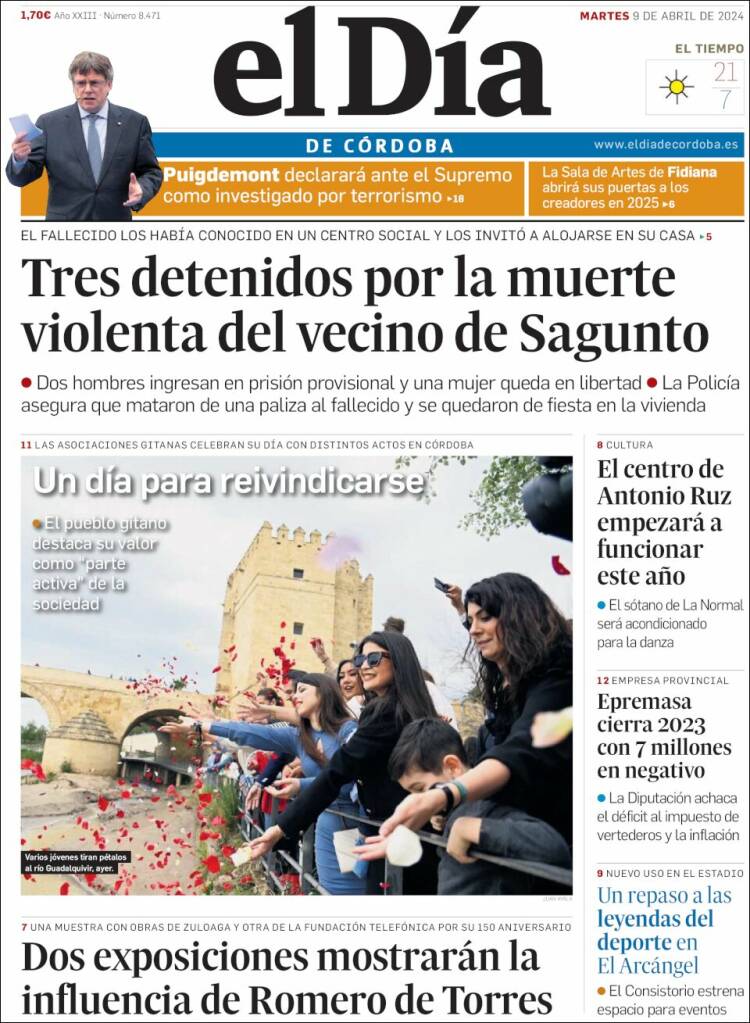 Portada de El Día de Córdoba (España)