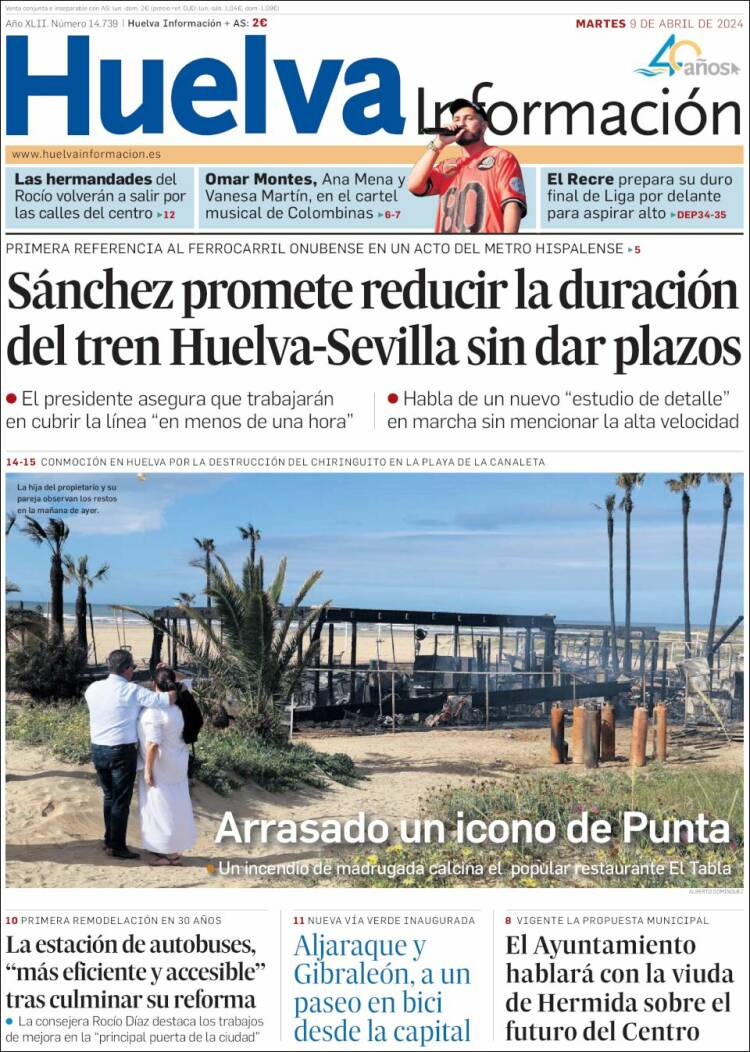 Portada de Huelva Información (España)