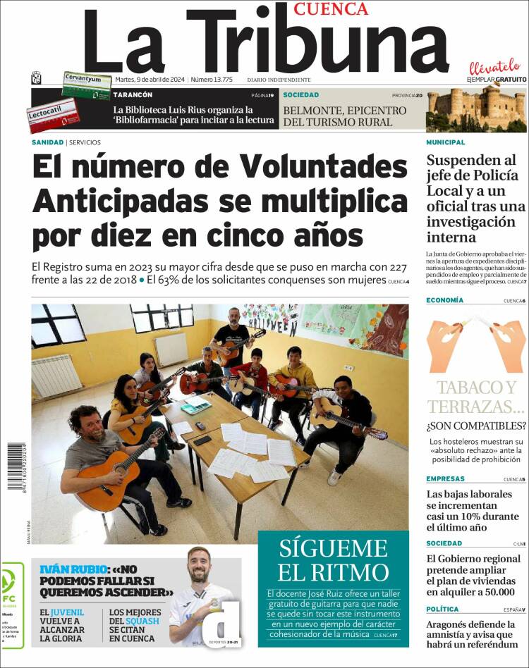 Portada de La Tribuna de Cuenca (España)