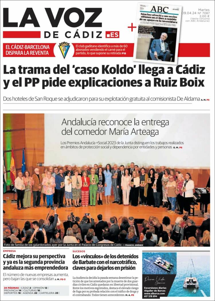 Portada de La Voz de Cádiz (España)