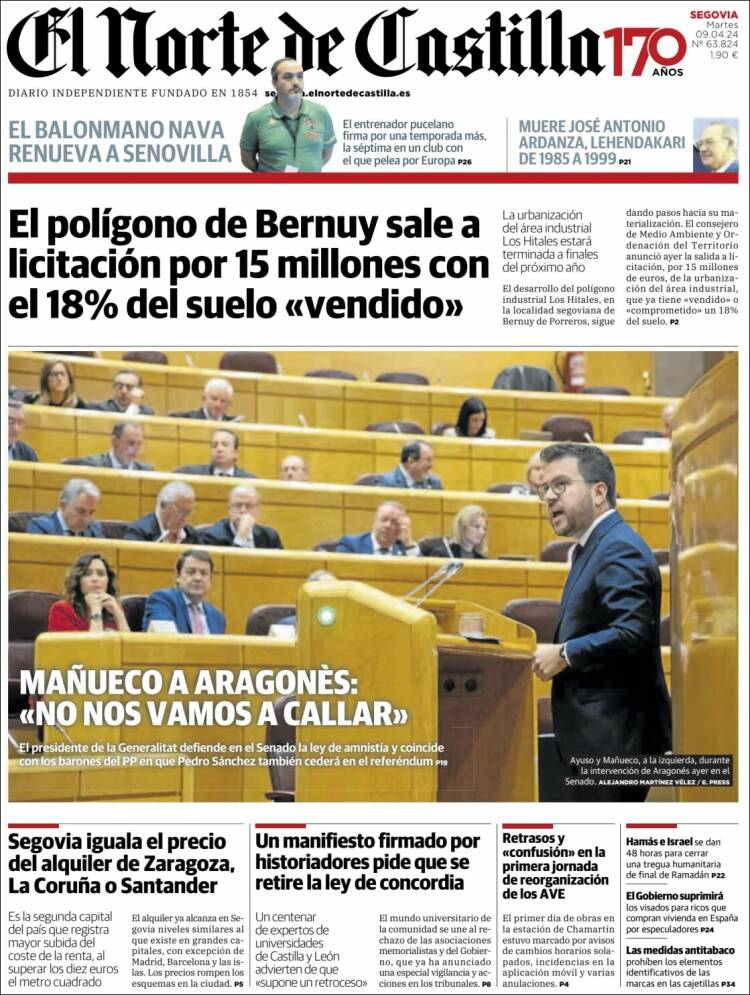 Portada de Norte de Castilla - Segovia (España)
