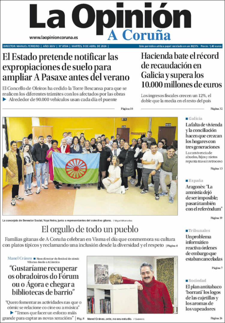 Portada de La Opinión de A Coruña (España)