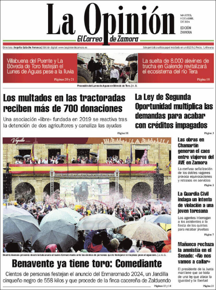 Portada de La Opinión - El Correo de Zamora (España)