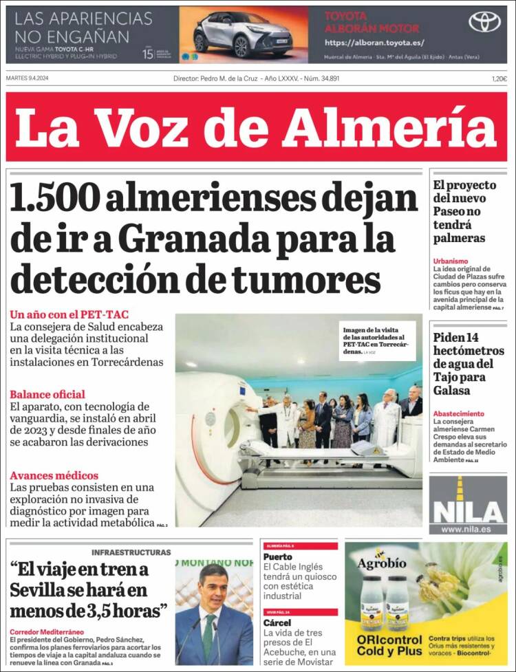 Portada de La Voz de Almería (España)