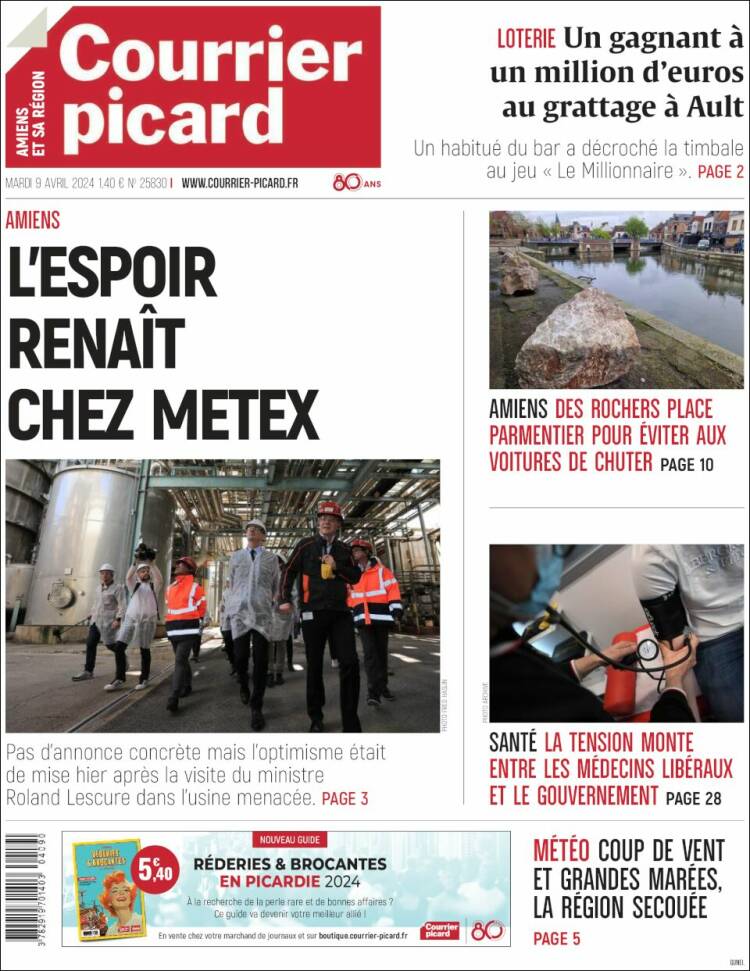 Portada de Courrier Picard (Francia)