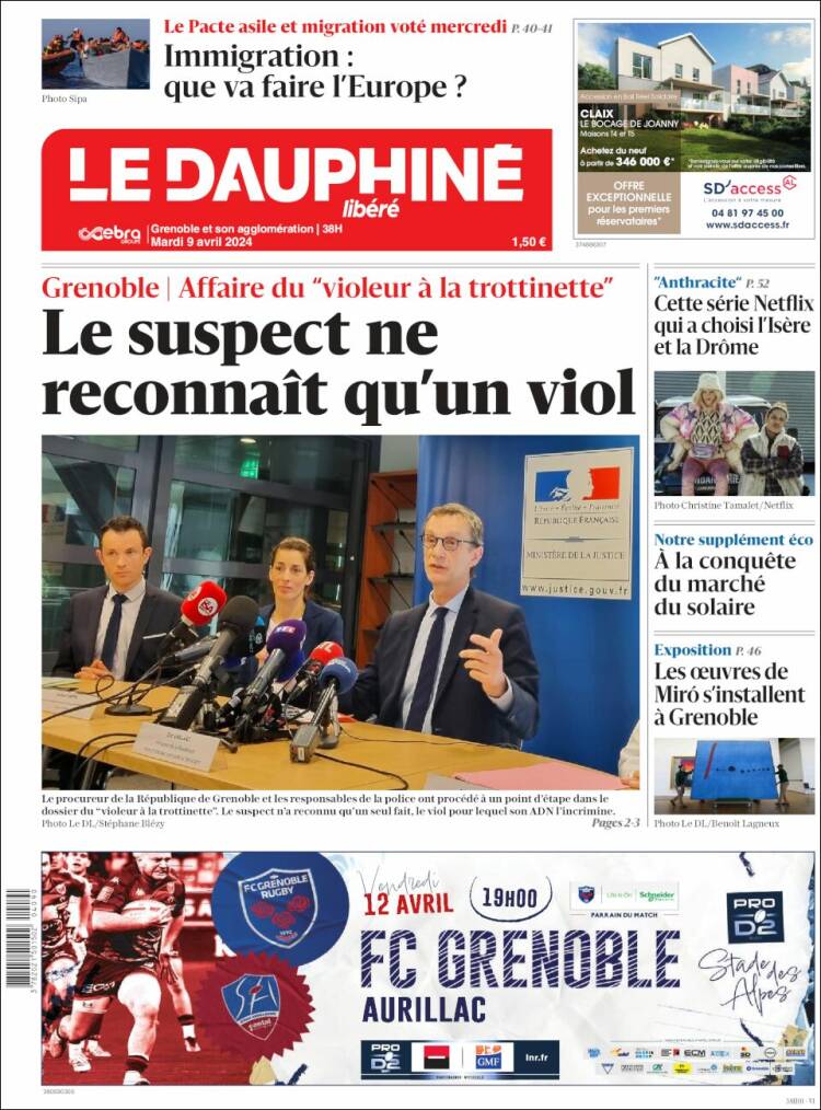 Portada de Le Dauphiné Libéré (Francia)