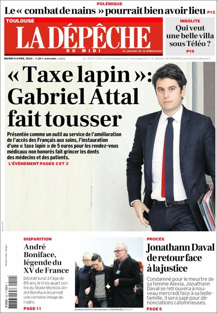 Portada de La Dépêche du Midi (Francia)