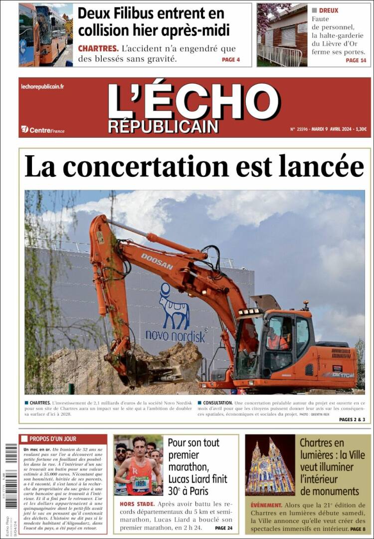 Portada de L'Echo Républicain (Francia)