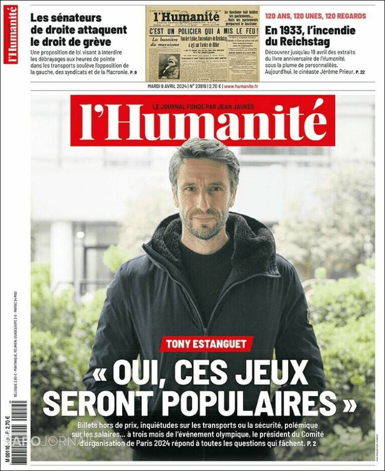 Portada de l'Humanite (Francia)
