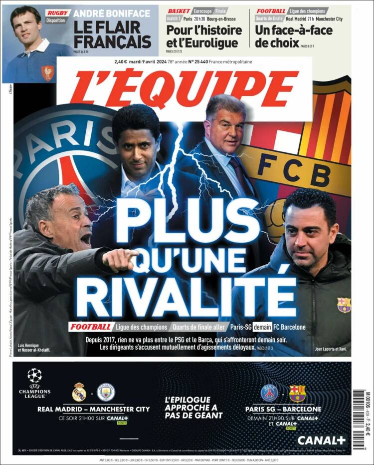 Portada de L'Equipe (Francia)
