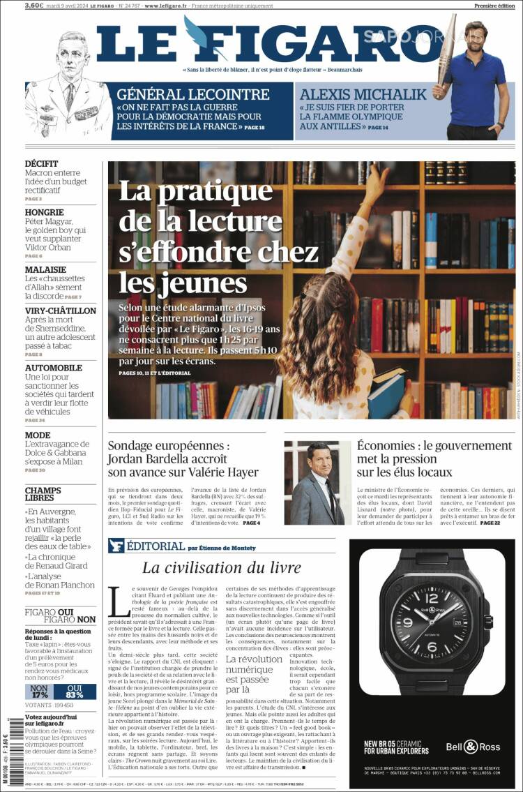 Portada de Le Figaro (Francia)