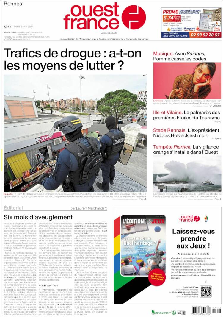 Portada de Ouest France (Francia)