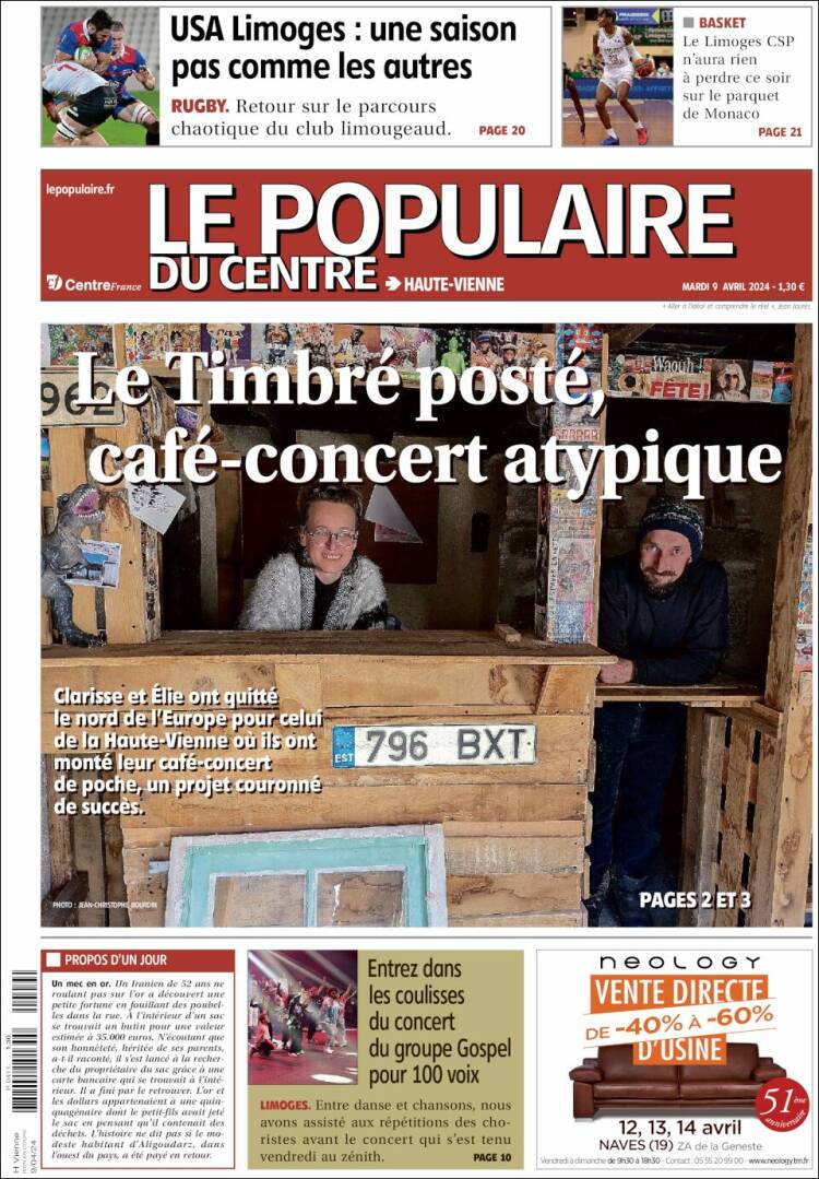 Portada de Le Populaire du Centre (Francia)