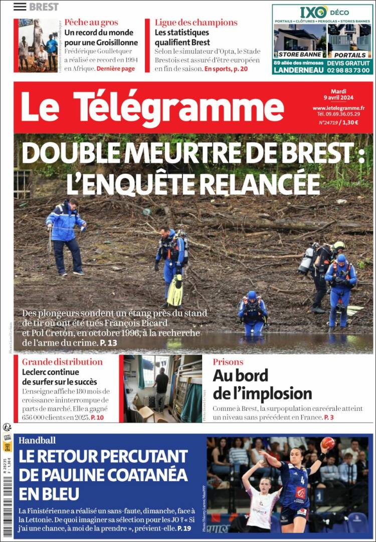 Portada de Télégramme (Francia)
