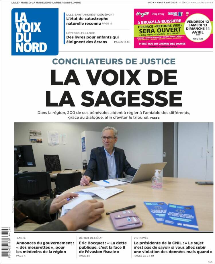 Portada de La Voix du Nord (Francia)