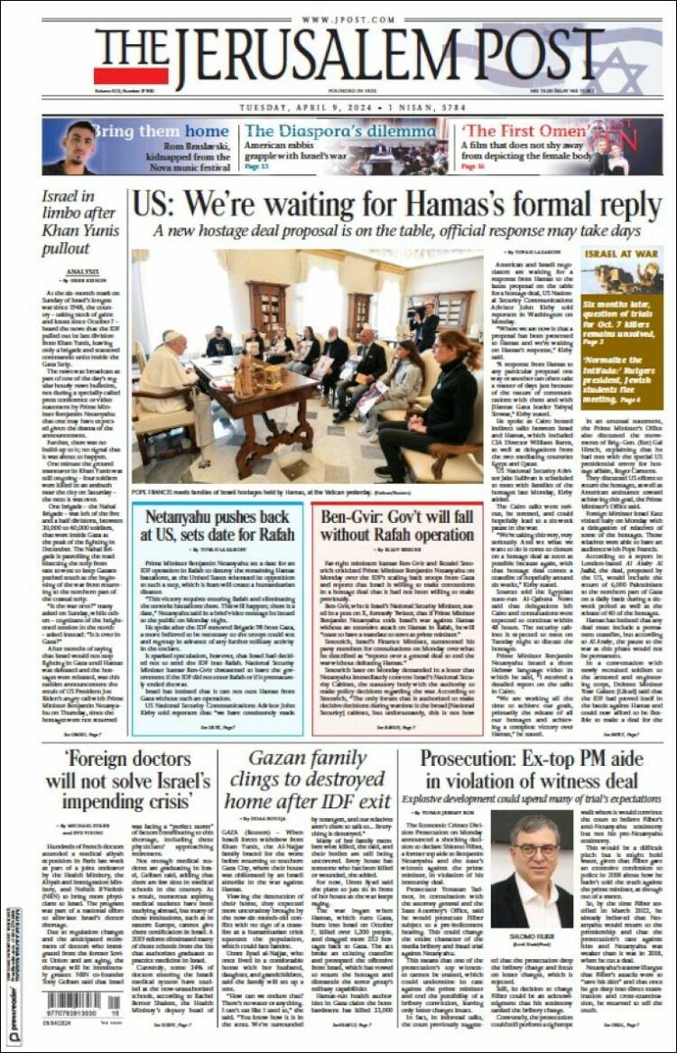 Portada de The Jerusalem Post (Israel)