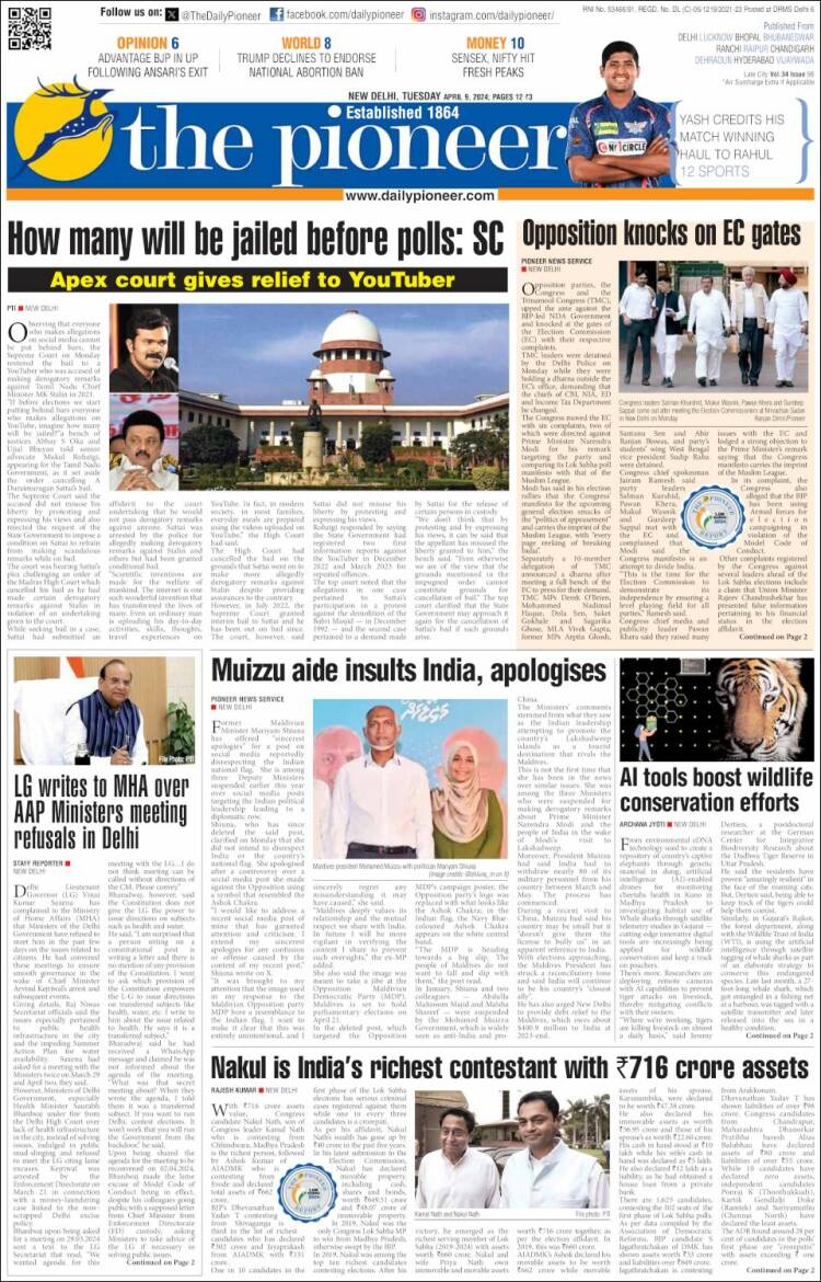 Portada de The Pioneer (India)