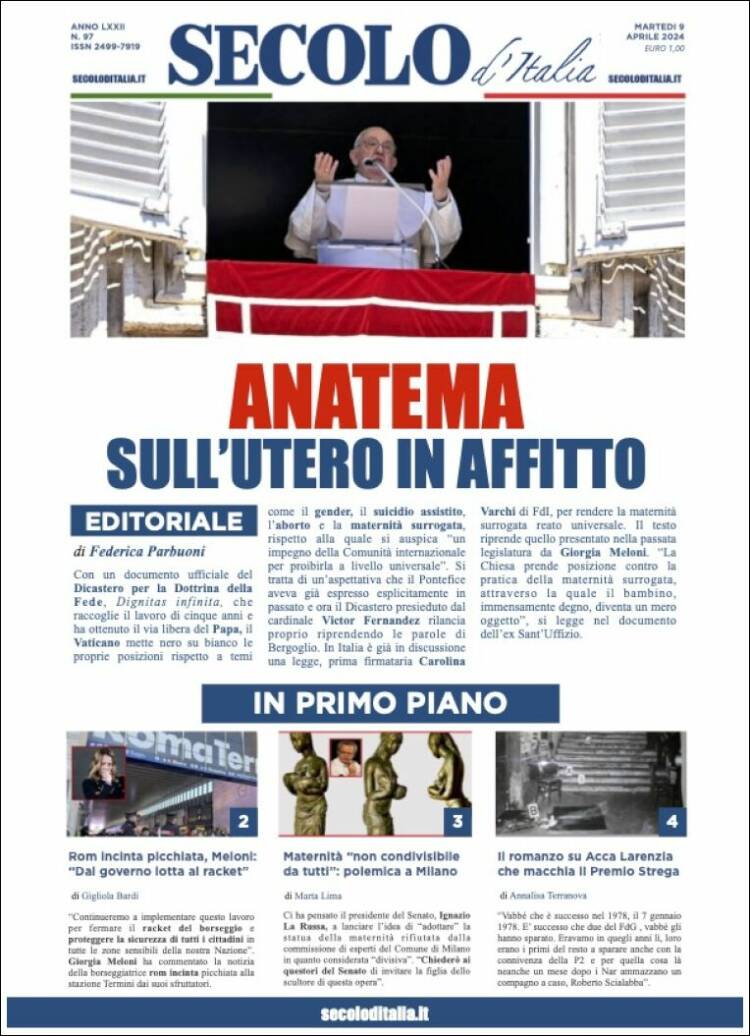 Portada de Secolo d'Italia (Italia)