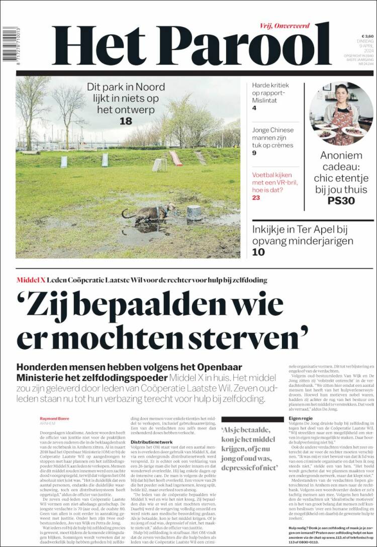 Portada de Het Parool (Pa&iacute;ses Bajos)