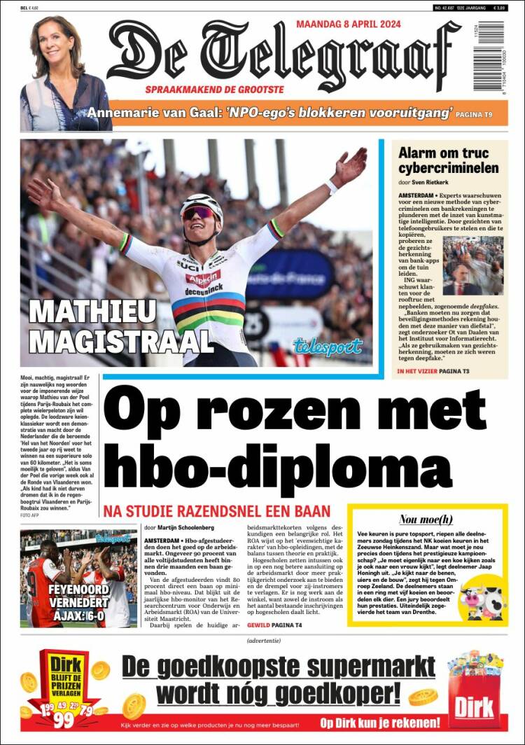 Portada de De Telegraaf (Pa&iacute;ses Bajos)