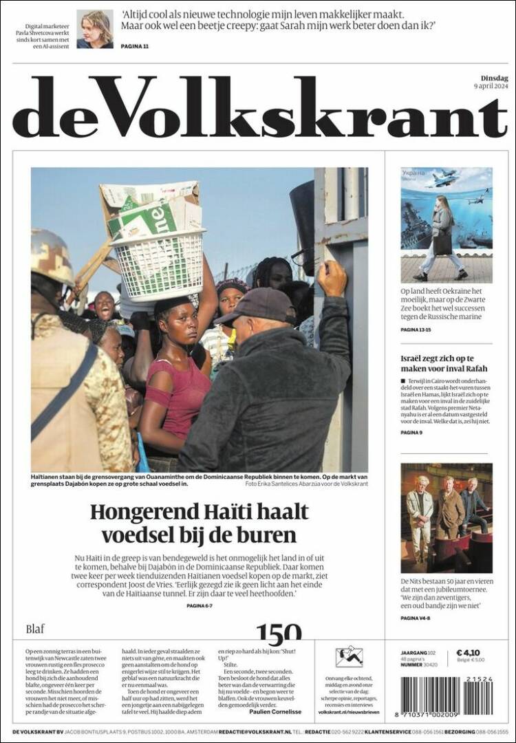 Portada de De Volkskrant (Pa&iacute;ses Bajos)