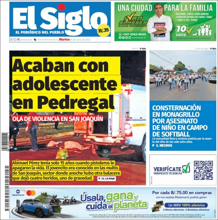 Portada de El Siglo (Panam&aacute;)