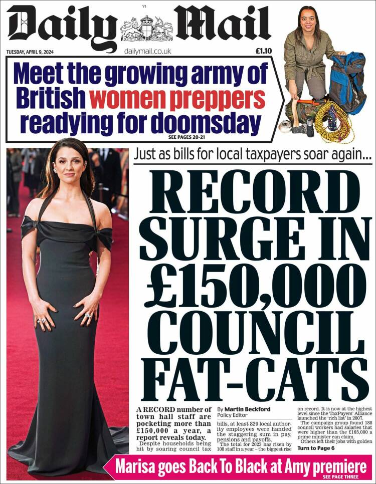 Portada de Daily Mail (Reino Unido)