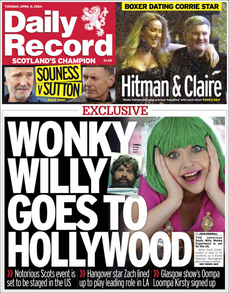 Portada de Daily Record (Reino Unido)