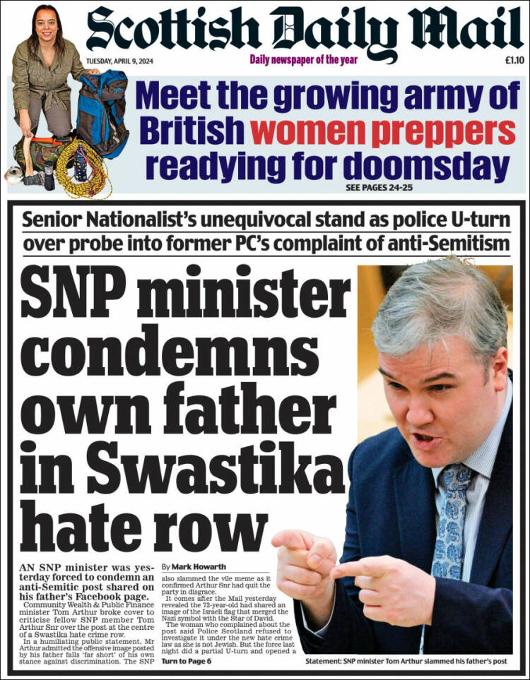 Portada de Scottish Daily Mail (Reino Unido)