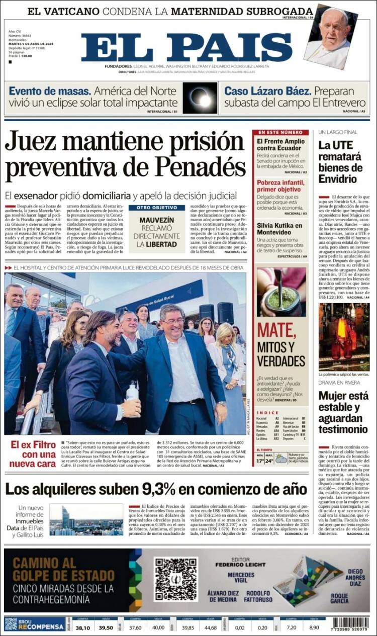 Portada de El País (Uruguay)