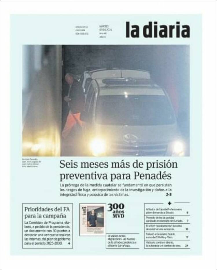 Portada de La Diaria (Uruguay)