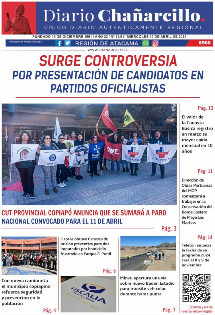 Portada de Diario Chañarcillo (Chile)
