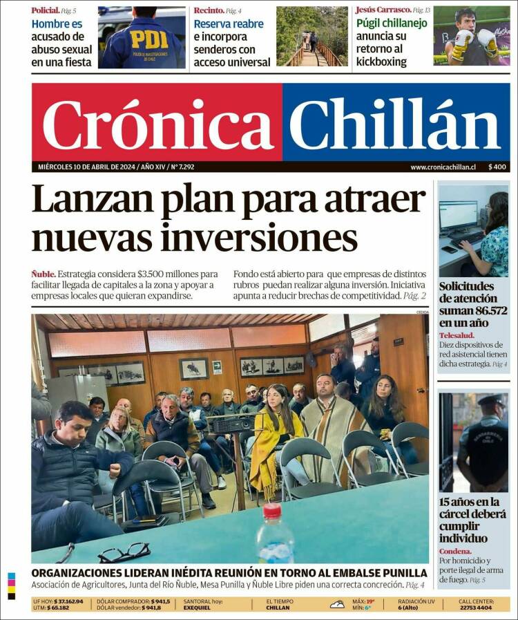 Portada de Crónica Chillán (Chile)