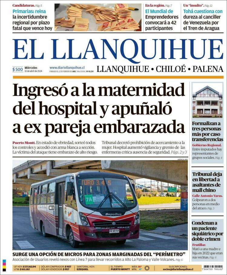 Portada de El Llanquihue (Chile)