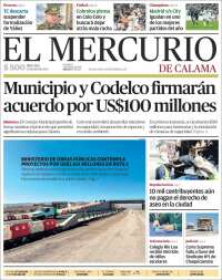 Portada de El Mercurio - Calama (Chile)