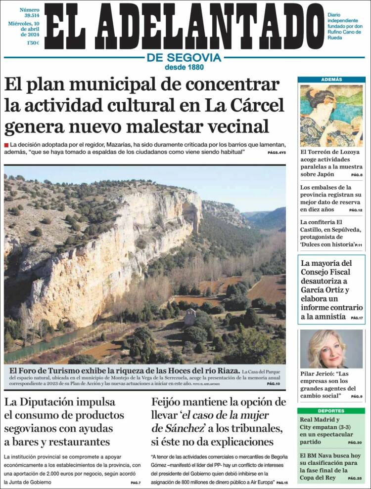 Portada de El Adelantado de Segovia (España)