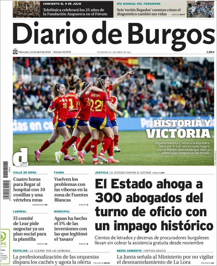 Portada de Diario de Burgos (España)