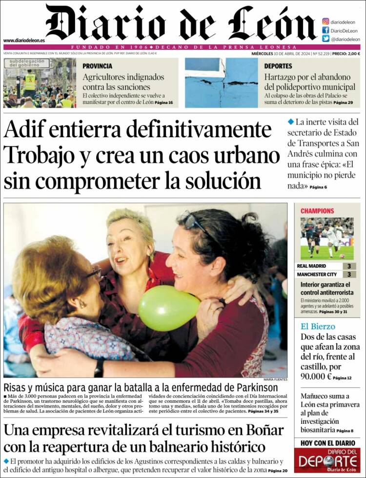 Portada de Diario de León (España)