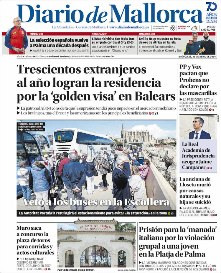 Portada de Diario de Mallorca (España)