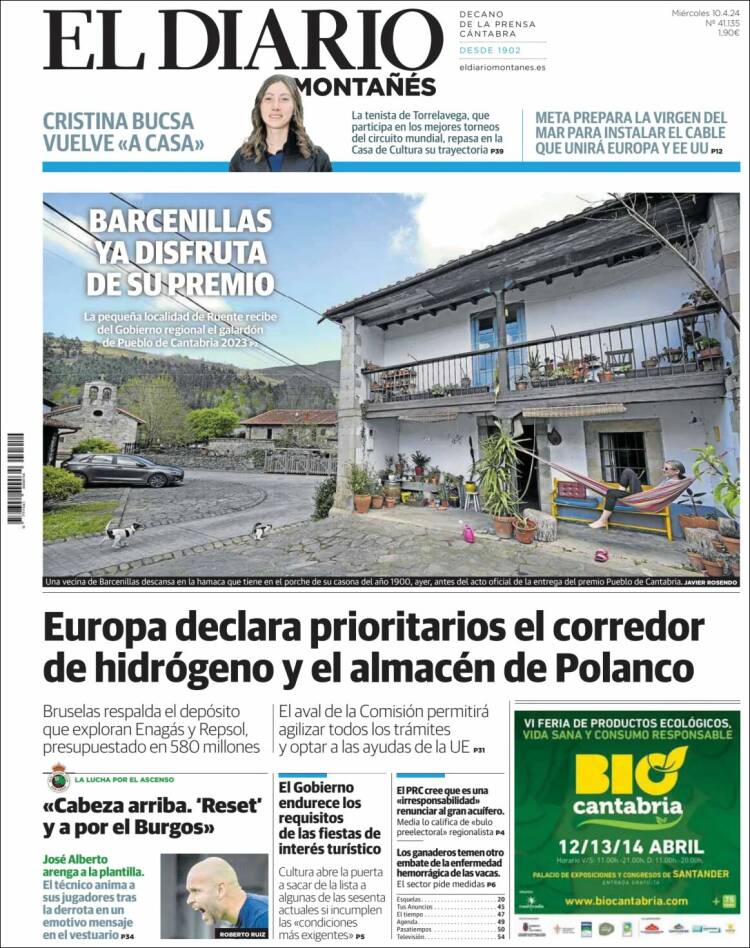 Portada de El Diario Montañés (España)