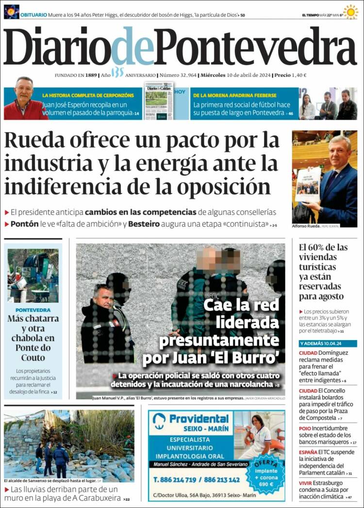 Portada de Diario de Pontevedra (España)