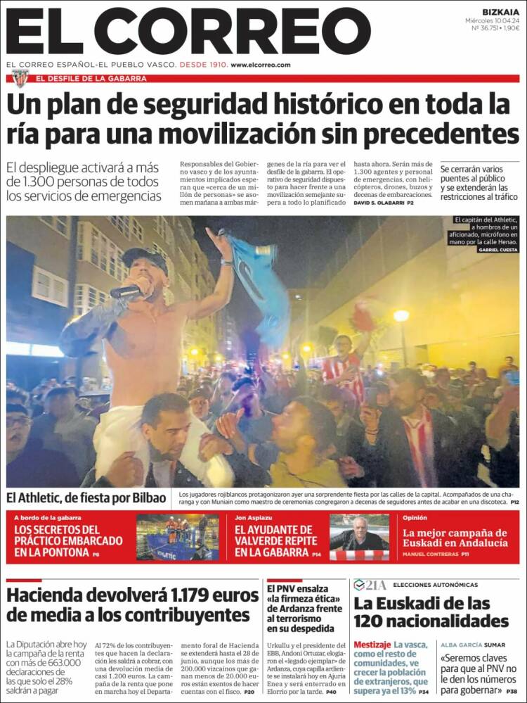 Portada de El Correo (España)