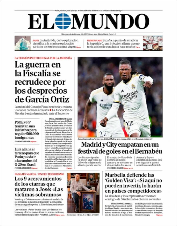 Portada de El Mundo (España)