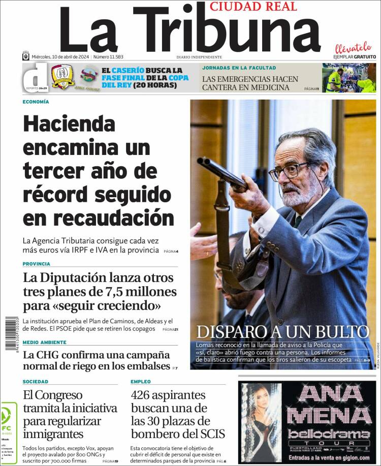 Portada de La Tribuna de Ciudad Real (España)
