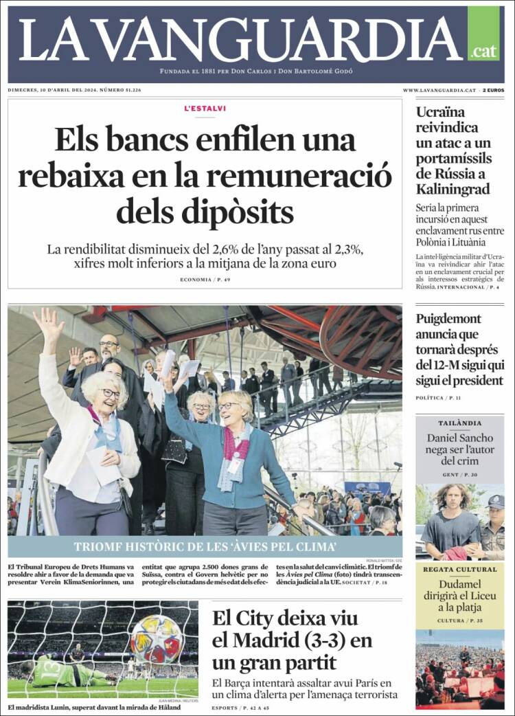 Portada de La Vanguardia (España)